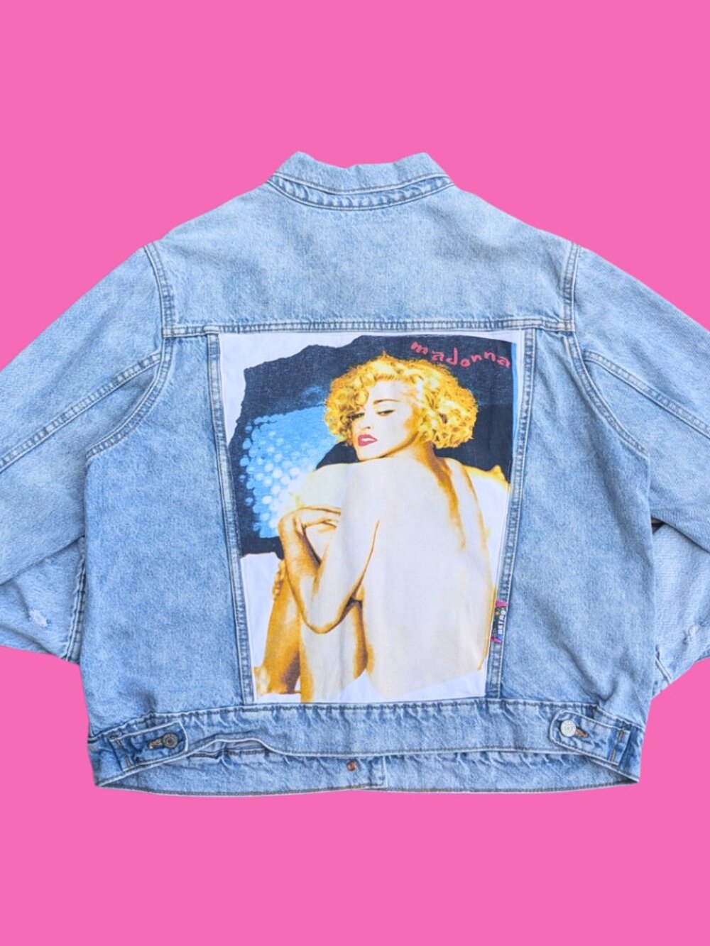Madonna Upcycled T-Shirt Denim Jacket Size L